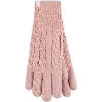 Heat Holders Women's Cable Knit 2.3 Tog Fleece Lined Thermal Winter Gloves in Light Pink | Size: S/M