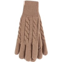 Heat Holders Women's Cable Knit 2.3 Tog Fleece Lined Thermal Winter Gloves in Beige | Size: Medium/Large