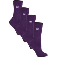 Heat Holders Women's 4 Pairs Ultra Lite Extra Thin 1.0 TOG Casual Thermal Socks in Purple | Size: 4-8