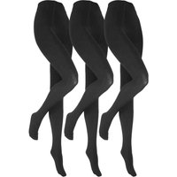 Heat Holders Girl's 3 Pair Multipack Fleece Lined Opaque Thermal Tights for Winter in Black | Size: 11-13 Years