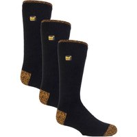 Heat Holders Men's 3-Pack Winter Crew Work Socks in Black with Reinforced Heel & Toe | Size: 12-14