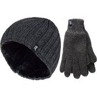 Heat Holders Men's Fleece Lined Thermal Hat & Glove Set for Winter in Grey | Size: Medium/Large