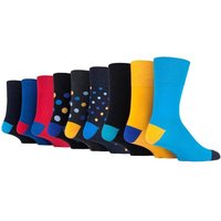 SOCKSHOP Gentle Grip Men's 9 Pairs Non Elastic Cotton Socks with Loose Top - Ideal for Diabetic in Bright Blue | Size: 6-11