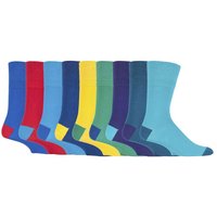 SOCKSHOP Gentle Grip Men's 9 Pairs Non Elastic Cotton Socks with Loose Top - Ideal for Diabetic in Bright Green | Size: 6-11