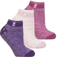 Heat Holders Women's 3 Pairs Ankle Fluffy Slipper Socks in Mid Blue | Size: 4-8
