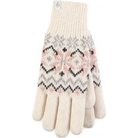 Heat Holders Women's Knitted Thermal Insulated Gloves for Winter in Cream | Size: Medium/Large