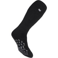 Heat Holders Men's Winter Fleece Lined Knee High Slipper Socks with Anti Slip Grippers in Black | Size: 6-11
