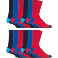 SOCKSHOP Gentle Grip Men's 12 Pairs Gentle Grip Loose Top Socks | Extra Wide Non Elastic Socks in Red | Size: 6-11