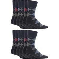 SOCKSHOP Gentle Grip Men's 12 Pairs Gentle Grip Loose Top Socks | Extra Wide Non Elastic Socks in Jet Black | Size: 12-14