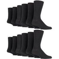 SOCKSHOP Gentle Grip Men's 12 Pairs Gentle Grip Loose Top Socks | Extra Wide Non Elastic Socks in Black | Size: 12-14