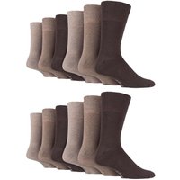 SOCKSHOP Gentle Grip Men's 12 Pairs Gentle Grip Loose Top Socks | Extra Wide Non Elastic Socks in Brown | Size: 12-14