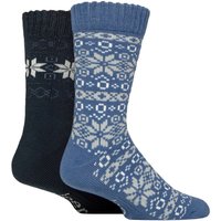 2 Pair Fairisle Brushed Thermal Boot Socks