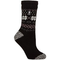 SOCKSHOP Heat Holders Women's 1 Pair 2.3 TOG Patterned Thermal Socks in Jet Black | Size: 4-8