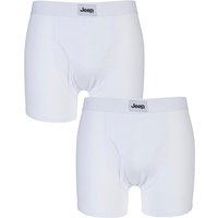 Jeep Men's 2 Pack Cotton Plain Fitted Key Hole Trunk Boxer Shorts in White | Size: Small
