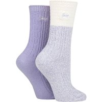 Jeep Women's 2 Pair Super Soft Cable Knit Boot Socks in Lilac | Size: 4-8