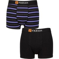FARAH Men's Mens 2 Pack Plain & Striped Cotton Classic Fitted Trunks in Purple | Size: XL