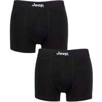 Jeep Men's 2 Pack Cotton Plain Fitted Hipster Trunks in Black | Size: Small