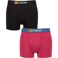 FARAH Men's Mens 2 Pack Plain Cotton Classic Fitted Trunks in Blue | Size: XL