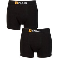 FARAH Men's Mens 2 Pack Plain Cotton Classic Fitted Trunks in Black | Size: Medium