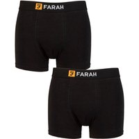 FARAH Men's Mens 2 Pack Plain Cotton Classic Fitted Trunks in Black | Size: Large