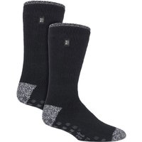 Heat Holders Men's 2 Pair Winter Crew Slipper Socks in Black | Size: 6-11