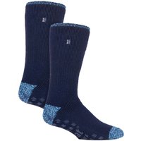 Heat Holders Men's 2 Pair Winter Crew Slipper Socks in Mid Navy | Size: 6-11
