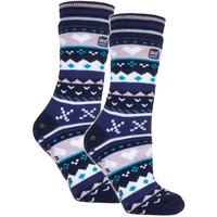 Heat Holders Women's 2 Pairs Soul Warming Socks with Grips in Royal | Size: 4-8