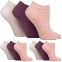 Iomi Women's 9 Pack Diabetic Trainer Socks | Wide Ankle Socks for Swollen Feet in Purple | Size: 4-8