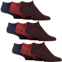 Iomi Men's 9 Pack Diabetic Trainer Socks | Non Elastic Extra Wide Ankle Socks in Burgundy | Size: 12-14