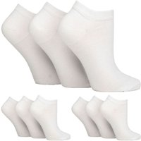 SOCKSHOP Gentle Grip Women's 9 Pairs Diabetic Trainer Socks | Ankle Socks Swollen Feet in White | Size: 4-8
