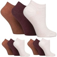 SOCKSHOP Gentle Grip Women's 9 Pairs Diabetic Trainer Socks | Ankle Socks Swollen Feet in Burgundy | Size: 4-8