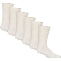 Iomi 6 Pack Unisex Diabetic Slipper Socks with Grips in White | Size: 6-8