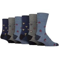 6 Pairs NON ELASTIC Cotton Rich Novelty Patterned Socks Mid