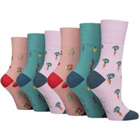SOCKSHOP Gentle Grip Women's 6 Pairs Non Elastic Soft Top Diabetic Socks in Mid Blue | Size: 4-8