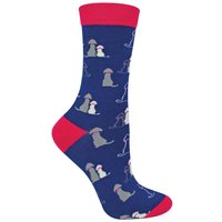 Miss Sparrow Women's 1 Pack Novelty Dog Pattern Bamboo Socks in Navy | Size: 4-7