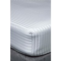 Belledorm Hotel Suite Satin Stripe 540 Thread Count 38cm Fitted Sheet in Light Grey | Size: Single
