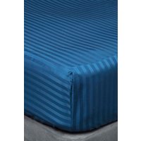 Belledorm Hotel Suite Satin Stripe 540 Thread Count 38cm Fitted Sheet in Navy | Size: Single