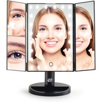 Rio 24 LED Touch Dimmable 3 Way Makeup Mirror with 2 & 3X Magnification in Black