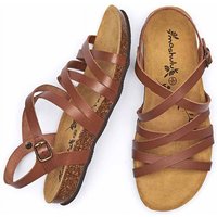 Moshulu Women's 'Ginger Ale' Strappy Cork Footbed Sandals in Tan | Size: 6.5