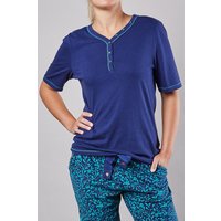 Moshulu Women's 'Quieten' Short Sleeve Cotton Pyjama Top in Indigo | Size: Small