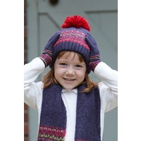 Moshulu 'Mini Tean Glove' Kid's Stripe Gloves in Indigo | Size: 7-10 Years