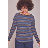 Moshulu Women's 'Breather' Breton Cotton-Rich Pyjama Top in Indigo | Size: Medium