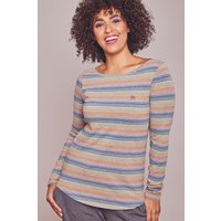 Moshulu Women's 'Breather' Breton Cotton-Rich Pyjama Top in Grey | Size: Large