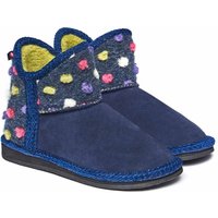 Moshulu 'Mini Fireside' Spotty Bootie Slippers in Indigo | Size: Infant 13