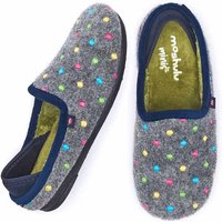 Moshulu 'Mini Glace' Spotty Heel Slippers in Charcoal | Size: Infant 10