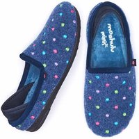 Moshulu 'Mini Glace' Spotty Heel Slippers in Blue | Size: Infant 13