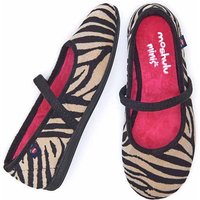 Moshulu 'Mini Leona' Animal Print Ballet Slippers in White | Size: Infant 11