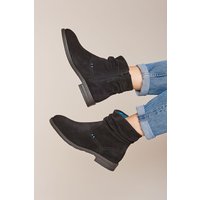 Moshulu Women's 'Pipistrelle 3' Ruched Suede Pixie Ankle Boots in Black | Size: 9