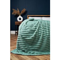 BHS Jumbo Cord Throw with Plain Velvet Backing in Green | Size: 127 cm x 152 cm