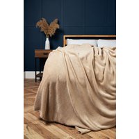 BHS Microfleece Throw in Beige | Size: 140 cm x 180 cm